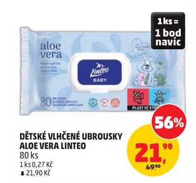 DĚTSKÉ VLHČENÉ UBROUSKY ALOE VERA LINTEO, 80 ks Penny Market