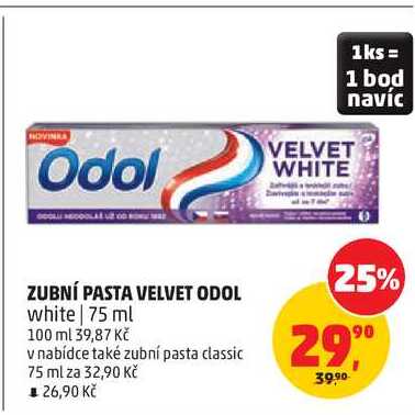 ZUBNÍ PASTA VELVET ODOL white, 75 ml Penny Market