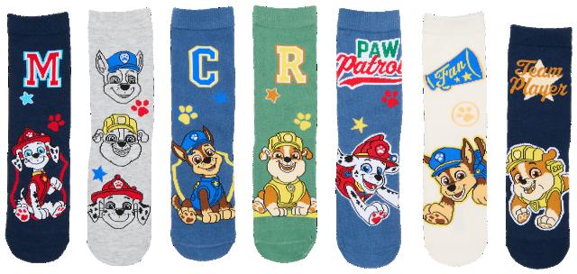 PAW PATROL Ponožky 23/26 - 31/34, 7 párů