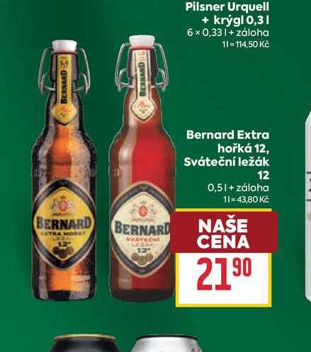 Bernard Extra hořká 12, Sváteční ležák 12 0,5l 