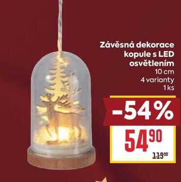 Závěsná dekorace kopule s LED osvětlením 10 cm 4 varianty 1ks