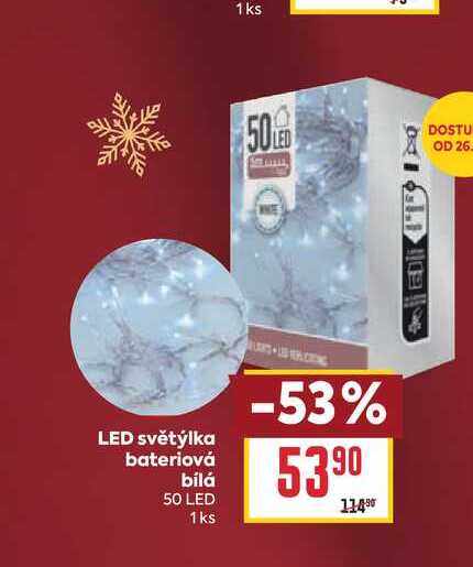LED světýlka bateriová bílá 50 LED 1ks