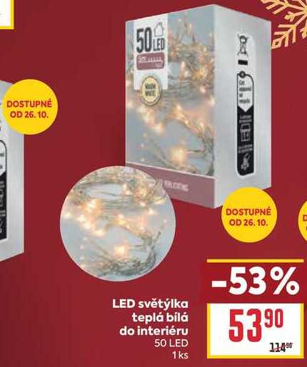 LED světýlka teplá bílá do interiéru 50 LED 1ks