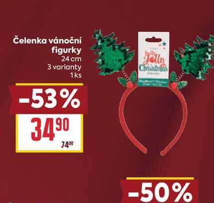 Čelenka vánoční figurky 24 cm 3 varianty 1ks BILLA