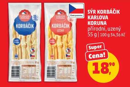 SÝR KORBÁČIK KARLOVA KORUNA přírodní, 55 g 