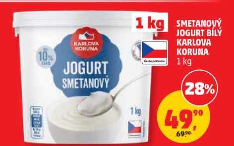 SMETANOVÝ JOGURT BÍLÝ KARLOVA KORUNA, 1 kg