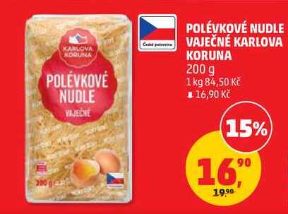 POLÉVKOVÉ NUDLE VAJEČNÉ KARLOVA KORUNA, 200 g 