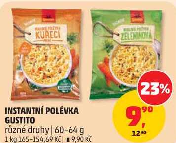 INSTANTNÍ POLÉVKA GUSTITO různé druhy, 60-64 g