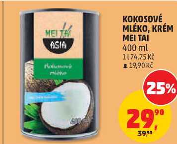 KOKOSOVÉ MLÉKO, KRÉM MEI TAI, 400 ml 