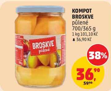 KOMPOT BROSKVE půlené, 700/365 g