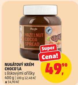 NUGÁTOVÝ KRÉM CHOCO'LA s lískovými oříšky, 400 g 