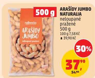 ARAŠÍDY JUMBO NATURALIA, 500 g