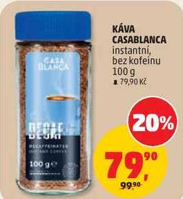KÁVA CASABLANCA instantní, bez kofeinu, 100 g