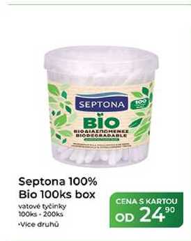 Septona 100% Bio 100ks box vatové tyčinky
