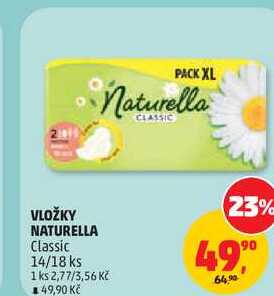 VLOŽKY NATURELLA Classic, 14/18 ks Penny Market