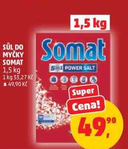 SŮL DO MYČKY SOMAT, 1,5 kg Penny Market