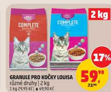 GRANULE PRO KOČKY LOUISA různé druhy, 2 kg