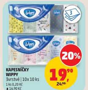 KAPESNÍČKY WIPPY 3vrstvé, 10x 10 ks Penny Market