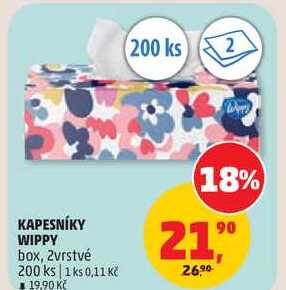KAPESNÍKY WIPPY box, 2vrstvé, 200 ks