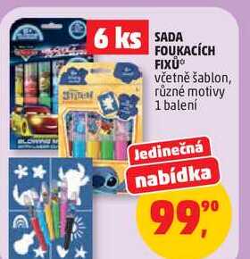 SADA FOUKACÍCH FIXÜ včetně šablon, různé motivy, 1 balení  