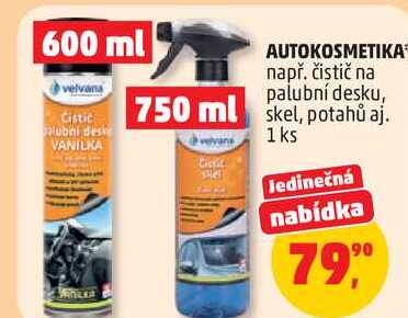AUTOKOSMETIKA např. čistič na palubní desku, skel, potahů aj., 1 ks