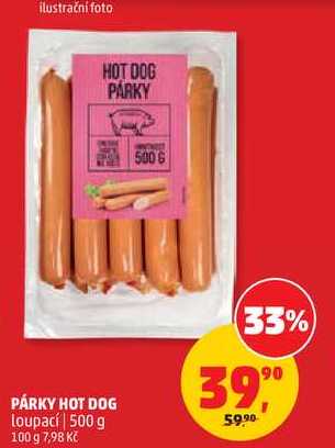 PÁRKY HOT DOG loupací, 500 g 