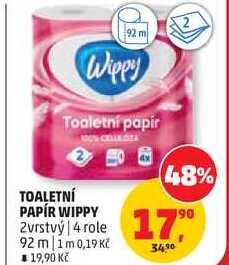 TOALETNÍ PAPÍR WIPPY 2vrstvý, 4 role Penny Market