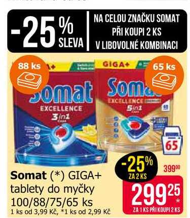 Somat GIGA+ tablety do myčky 100/88/75/65 ks