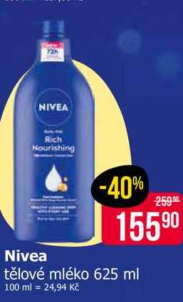 Nivea tělové mléko 625 ml 