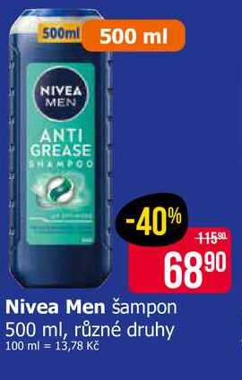 Nivea Men šampon 500 ml, různé druhy Teta drogerie
