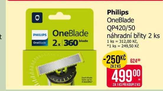 Philips OneBlade. QP420/50 náhradní břity 2 ks Teta drogerie