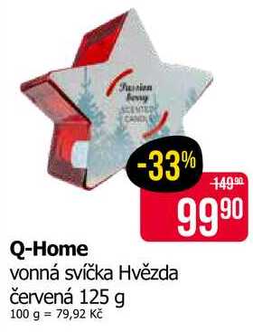 Q-Home vonná svíčka Hvězda červená 125 g 