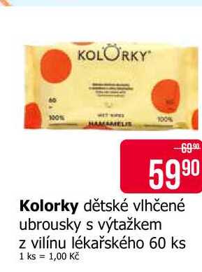 Kolorky dětské vlhčené ubrousky s výtažkem z vilínu lékařského 60 ks Teta drogerie