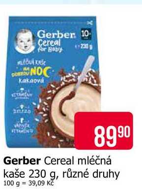 Gerber Cereal mléčná kaše 230 g, různé druhy Teta drogerie