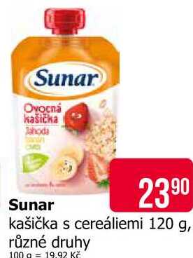 Sunar kašička s cereáliemi 120 g, různé druhy