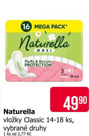 Naturella vložky Classic 14-18 ks, vybrané druhy