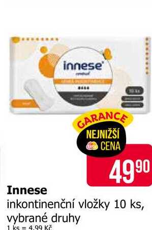 Innese inkontinenční vložky 10 ks, vybrané druhy Teta drogerie