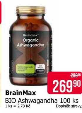 BrainMax BIO Ashwagandha 100 ks Teta drogerie