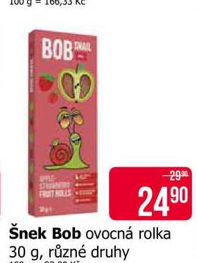 Šnek Bob ovocná rolka 30 g, různé druhy