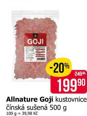 Allnature Goji kustovnice čínská sušená 500 g 