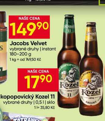 Velkopopovický Kozel 11 vybrané druhy 0,5l sklo