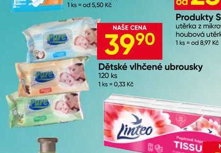 Dětské vlhčené ubrousky 120 ks Hruška