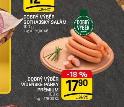 DOBRÝ VÝBĚR VÍDEŇSKÉ PÁRKY PRÉMIUM 100 g