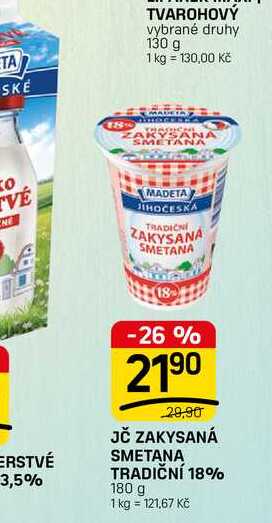 JČ ZAKYSANÁ SMETANA TRADIČNÍ 18% 180 g 