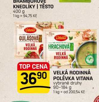 VELKÁ RODINNÁ POLÉVKA VITANA vybrané druhy 90-184 g