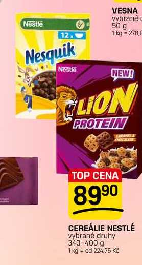 CEREÁLIE NESTLÉ vybrané druhy 340-400 g 