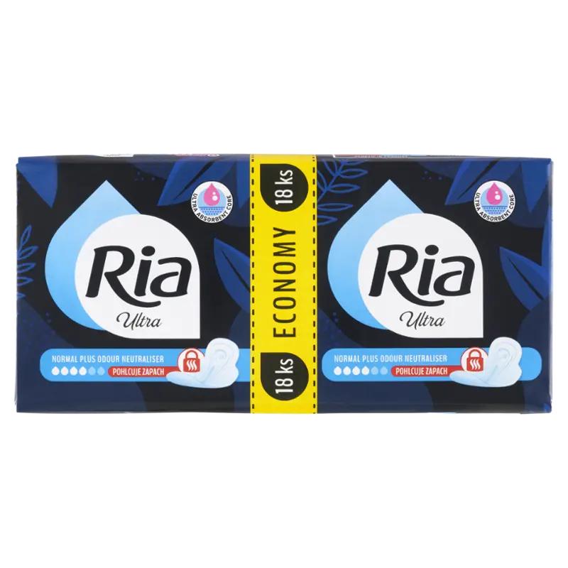 Ria Hygienické vložky Ultra Normal Plus Odour Neutraliser s křidélky, 18 ks ROSSMANN