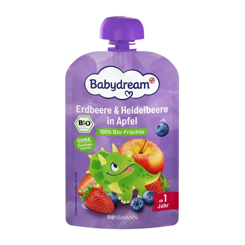 Babydream BIO ovocný příkrm jablko, jahoda, borůvka, 100 g