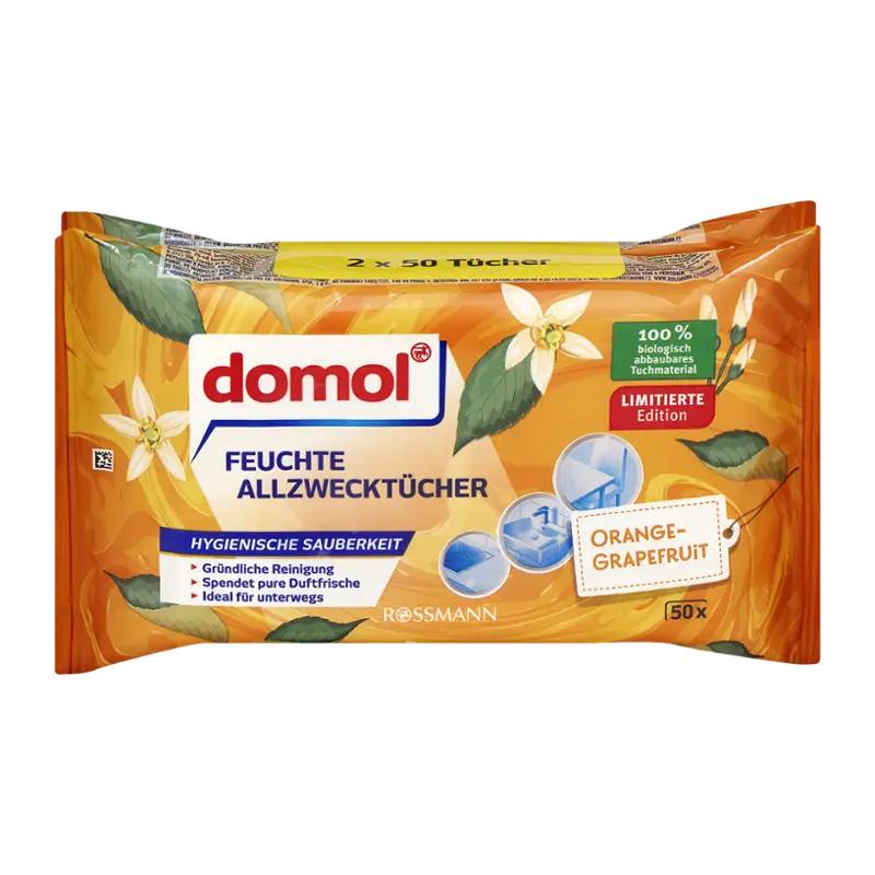 Domol Vlhčené ubrousky univerzální pomeranč-grapefruit, 100 ks ROSSMANN