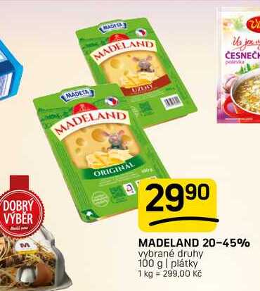 MADELAND 20-45% vybrané druhy 100 g | plátky